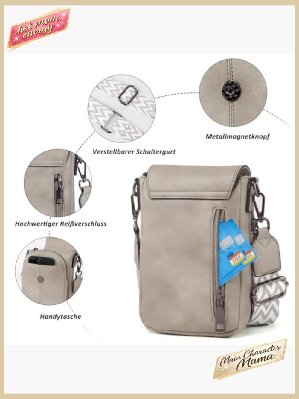 Small Crossbody Bag Lightweight Spacious Adjustable Strap Multiple Compartments - Picture 6 of 7